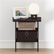 Furinno TIDUR Open Shelf Nightstand with Storage Bin. End Table. Dark Walnut