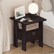 Furinno TIDUR Open Shelf Nightstand with Storage Bin. End Table. Dark Walnut