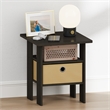 Furinno TIDUR Open Shelf Nightstand with Storage Bin. End Table. Espresso