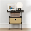 Furinno TIDUR Open Shelf Nightstand with Storage Bin. End Table. Espresso