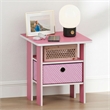 Furinno TIDUR Open Shelf Nightstand with Storage Bin. End Table. Pink