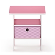 Furinno TIDUR Open Shelf Nightstand with Storage Bin. End Table. Pink