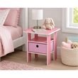 Furinno TIDUR Open Shelf Nightstand with Storage Bin. End Table. Pink