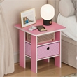 Furinno TIDUR Open Shelf Nightstand with Storage Bin. End Table. Pink