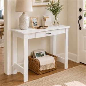 Furinno JAYA 40-Inch White Narrow Console Table with Drawer. White