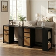 Furinno JAYA 40-Inch Black 3 Fabric Drawers Entryway Table. Espresso