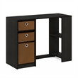 Furinno JAYA 40-Inch Black 3 Fabric Drawers Entryway Table. Espresso