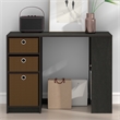 Furinno JAYA 40-Inch Black 3 Fabric Drawers Entryway Table. Espresso
