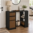 Furinno JAYA 40-Inch Black 3 Fabric Drawers Entryway Table. Espresso