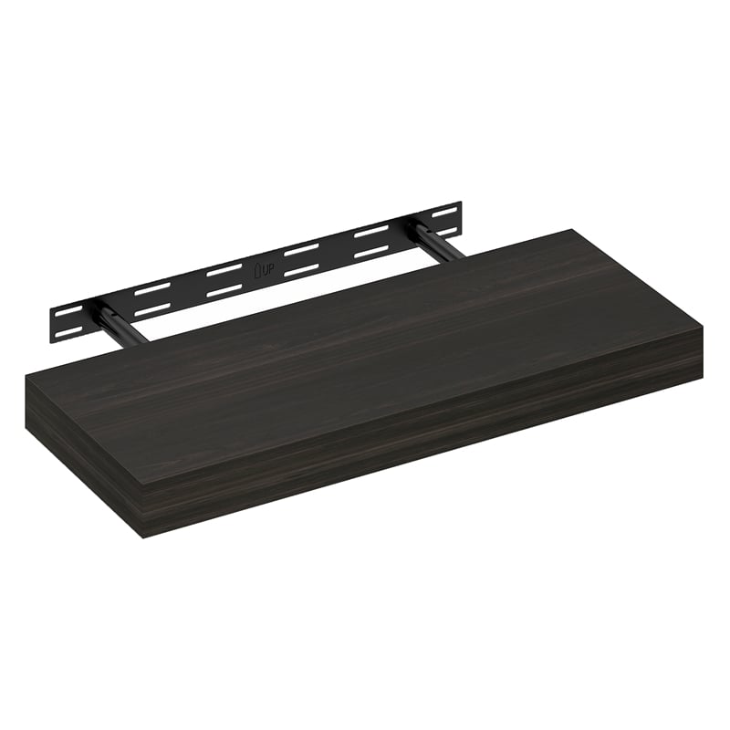 Furinno TANNA 9 x 24 Invisible Brackets 2 Thick Floating Shelves. Tobacco Oak