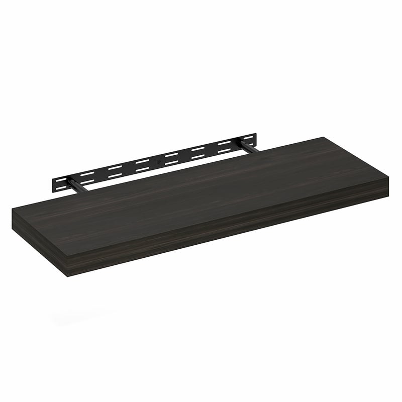 Furinno TANNA 12 x 35 Invisible Brackets 2 Thick Floating Shelves. Tobacco Oak