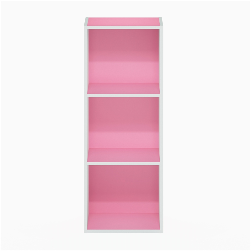 Furinno LUDER 3-Cube Pink Cube Storage Organizer. Bookcase. White/Pink