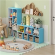 Furinno LUDER 7-Cube Blue Cube Storage Organizer. Bookcase. White/Light Blue