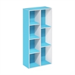 Furinno LUDER 7-Cube Blue Cube Storage Organizer. Bookcase. White/Light Blue
