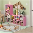 Furinno LUDER 7-Cube Pink Cube Storage Organizer. Bookcase. White/Pink