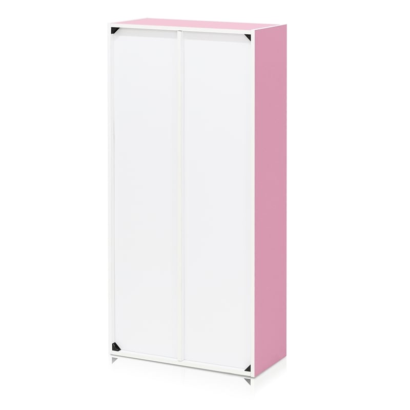 Furinno LUDER 7-Cube Pink Cube Storage Organizer. Bookcase. White/Pink