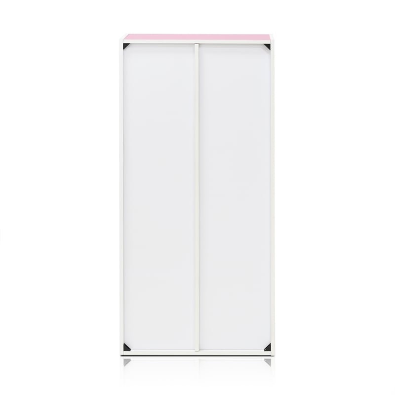 Furinno LUDER 7-Cube Pink Cube Storage Organizer. Bookcase. White/Pink