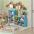 Furinno LUDER 5-Cube Blue Cube Storage Organizer. Bookcase. White/Light Blue