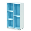 Furinno LUDER 5-Cube Blue Cube Storage Organizer. Bookcase. White/Light Blue