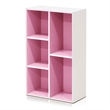 Furinno LUDER 5-Cube Pink Cube Storage Organizer. Bookcase. White/Pink