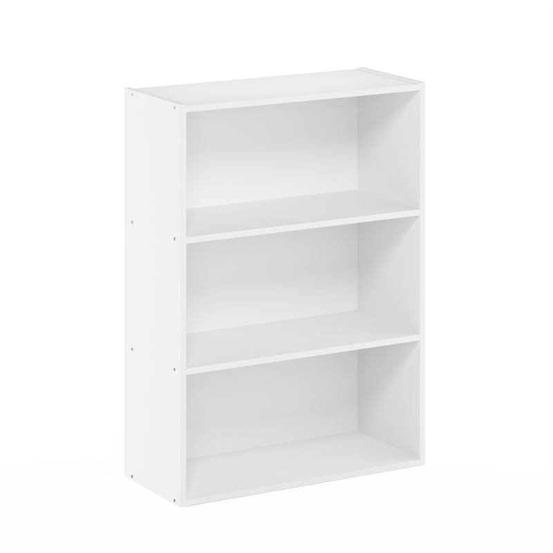 Furinno LUDER 3-Tier White Storage Bookcase. Toy Storage Organizer. Plain White