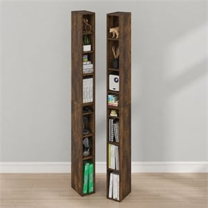Furinno FULDA Set of 2. 8-Tier Storage Shelf Bookcase. Amber Pine