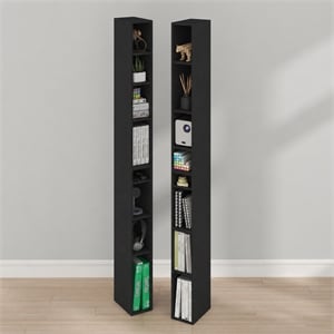 Furinno FULDA Set of 2. 8-Tier Storage Shelf Bookcase. Blackwood