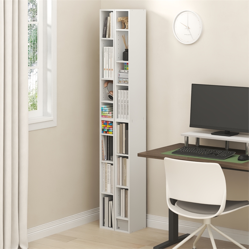 Furinno FULDA Set of 2. 8-Tier Storage Shelf Bookcase. White