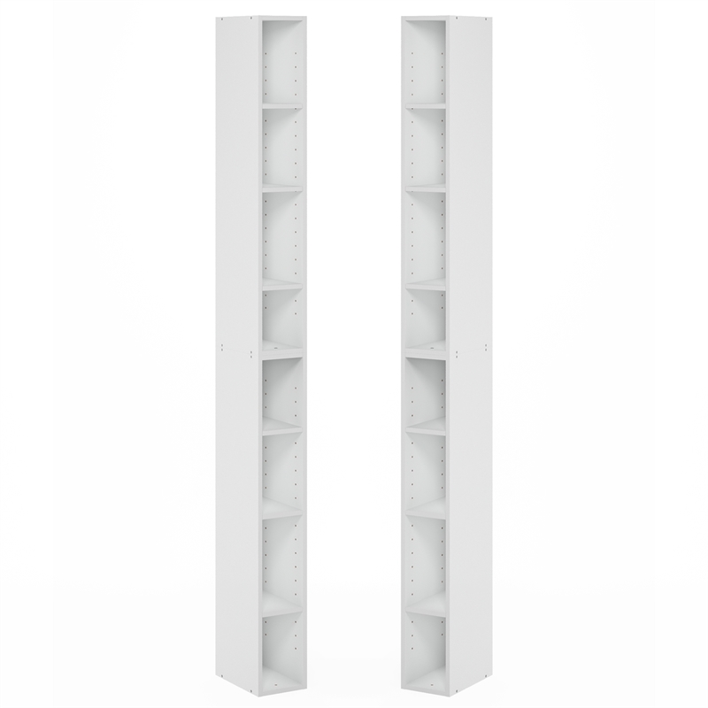 Furinno FULDA Set of 2. 8-Tier Storage Shelf Bookcase. White