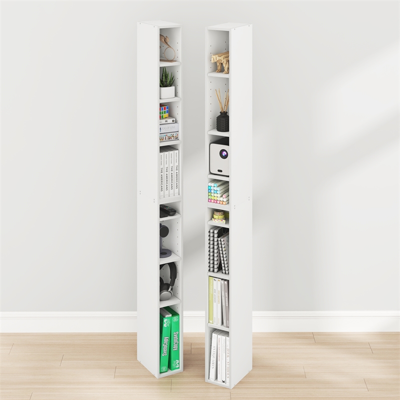 Furinno FULDA Set of 2. 8-Tier Storage Shelf Bookcase. White