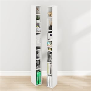 Furinno FULDA Set of 2. 8-Tier Storage Shelf Bookcase. White