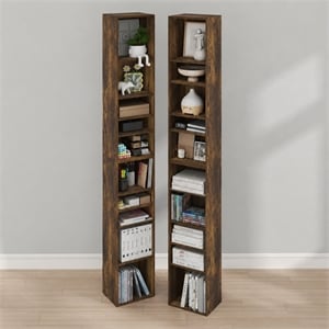 Furinno PASIR Set of 2. 10-Tier Bookcase with Open Shelf. Amber Pine