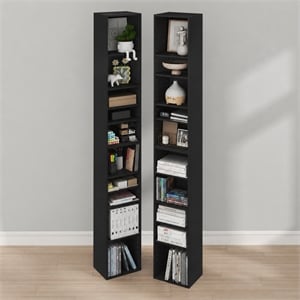 Furinno PASIR Set of 2. 10-Tier Bookcase with Open Shelf. Blackwood