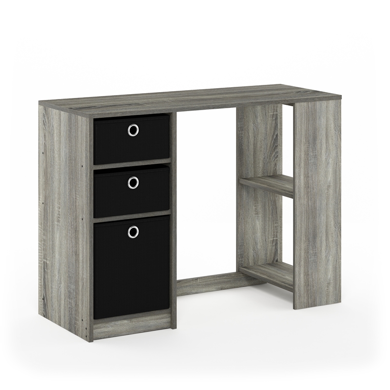 Furinno JAYA 40-Inch Grey 3 Fabric Drawers Entryway Table. French Oak