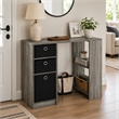 Furinno JAYA 40-Inch Grey 3 Fabric Drawers Entryway Table. French Oak