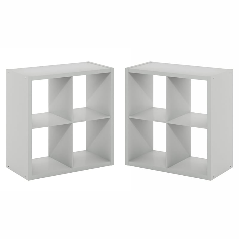 Furinno CUBICLE Set of 2. 4-Cube Thick Frame Reversible Bookcase. Light Grey