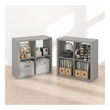 Furinno CUBICLE Set of 2. 4-Cube Thick Frame Reversible Bookcase. Light Grey
