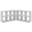 Furinno CUBICLE Set of 2. 6-Cube Thick Frame Reversible Bookcase. Light Grey