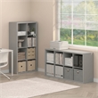 Furinno CUBICLE Set of 2. 8-Cube Thick Frame Reversible Bookcase. Light Grey