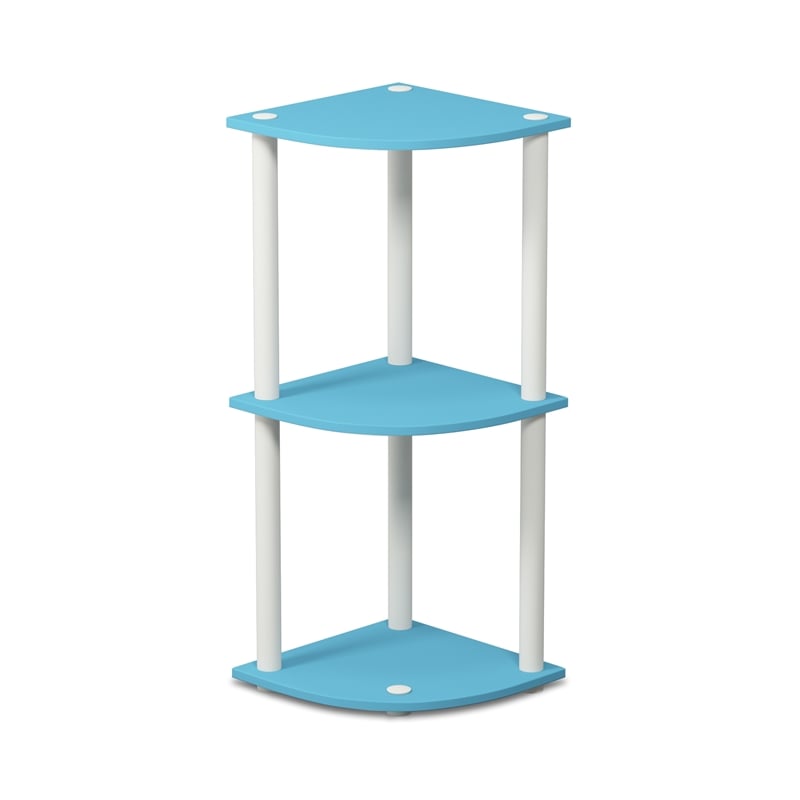 Furinno Turn-N-Tube Toolless Assembly 3-Tier Blue Open Corner Shelf. Light Blue