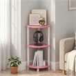 Furinno Turn-N-Tube Toolless Assembly 3-Tier Pink Open Corner Shelf. Pink