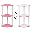Furinno Turn-N-Tube Toolless Assembly 3-Tier Pink Open Corner Shelf. Pink