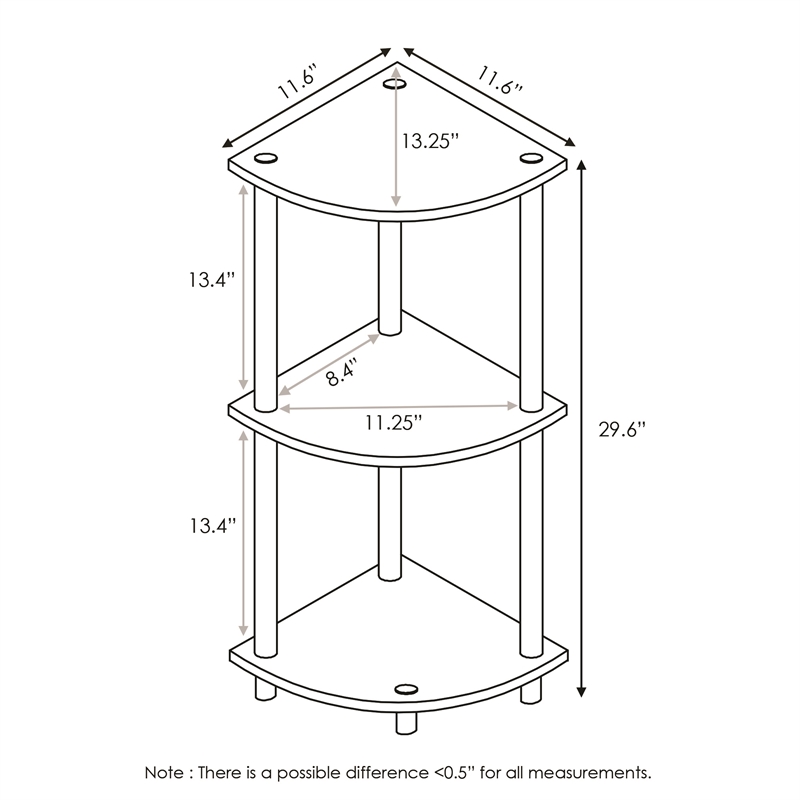 Furinno Turn-N-Tube Toolless Assembly 3-Tier Pink Open Corner Shelf. Pink