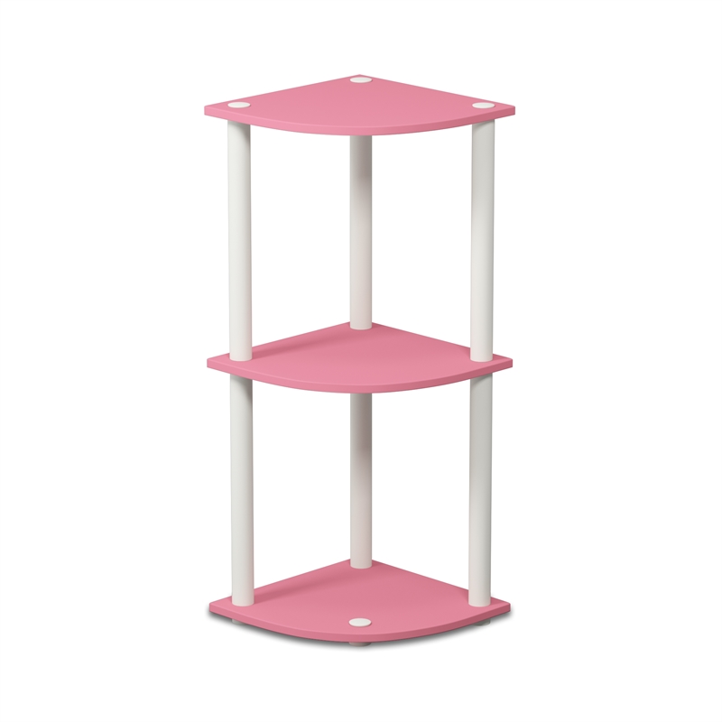 Furinno Turn-N-Tube Toolless Assembly 3-Tier Pink Open Corner Shelf. Pink