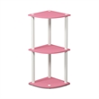 Furinno Turn-N-Tube Toolless Assembly 3-Tier Pink Open Corner Shelf. Pink