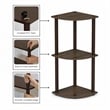 Furinno Turn-N-Tube Toolless Assembly 3-Tier Black Open Corner Shelf. Walnut