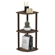 Furinno Turn-N-Tube Toolless Assembly 3-Tier Black Open Corner Shelf. Walnut