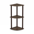 Furinno Turn-N-Tube Toolless Assembly 3-Tier Black Open Corner Shelf. Walnut