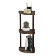 Furinno Turn-N-Tube Toolless Assembly 3-Tier Black Open Corner Shelf. Walnut