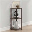 Furinno Turn-N-Tube Toolless Assembly 3-Tier Black Open Corner Shelf. Walnut